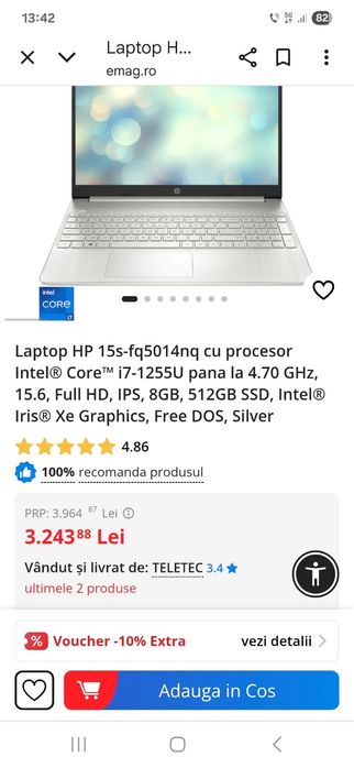 Laptop Hp 15 s procesor Intel Core