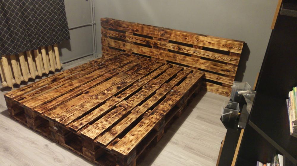 Dormitor pat paleți-160x200