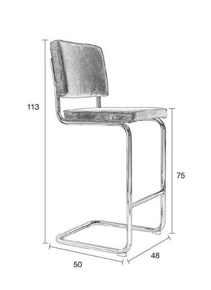 Vand 2 buc scaun de bar 113 cm Ridge Rib – Zuiver