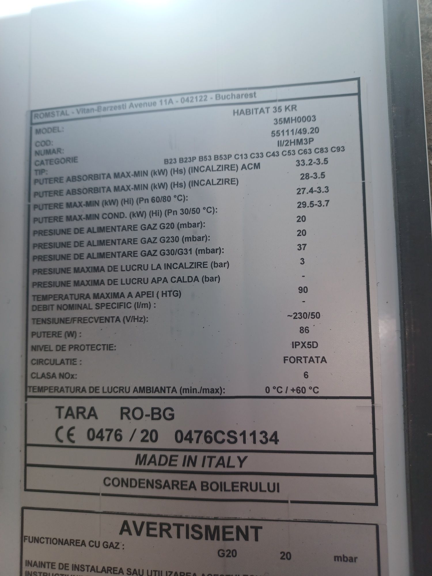 Centrala termica Habitat 35 KR condensare