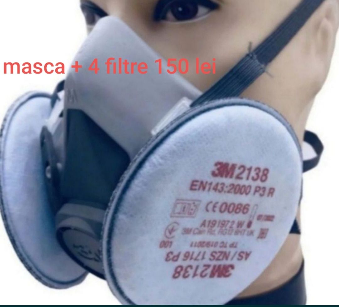 Masca de protectie 3M 6200 + 4  filtre rotunde praf  p3