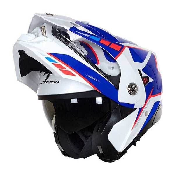 Отваряема Мото каска Scorpion ADX 2 Lewis blue-red-white , очила NEW