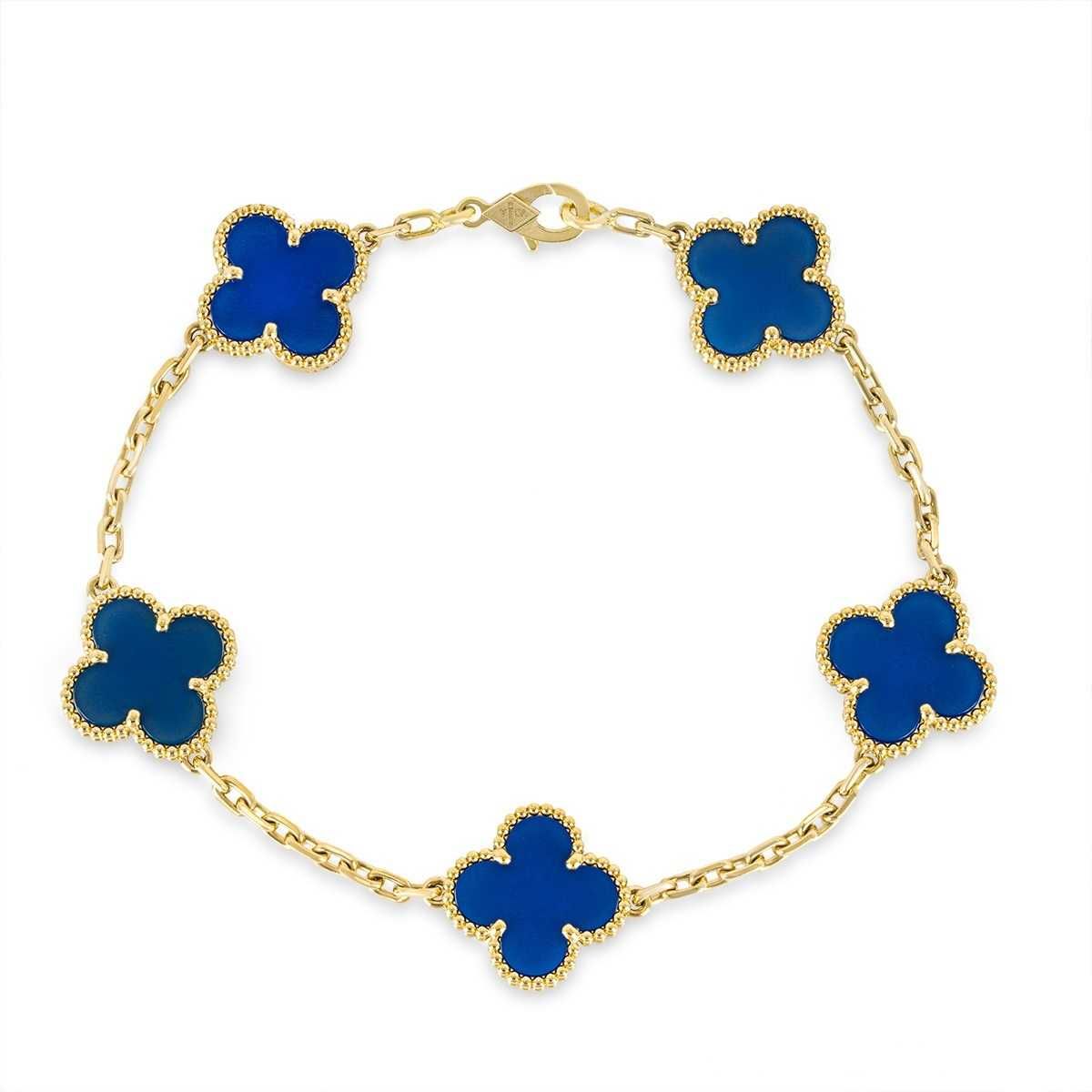 Van Cleef & Arpels VCA Blue 5 Motifs Vintage Alhambra Дамска Гривна