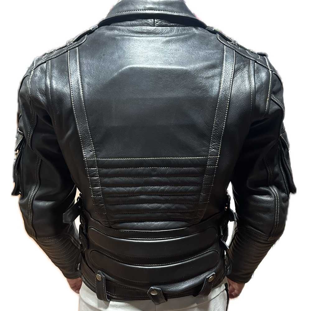 Кожено яке Motomall Rock черно мото мотор чопър