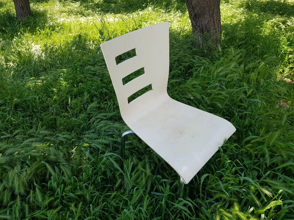 1 Scaun cu spătar,  alb/gri, 53 cm,ideal terasă,grădina (balcon)