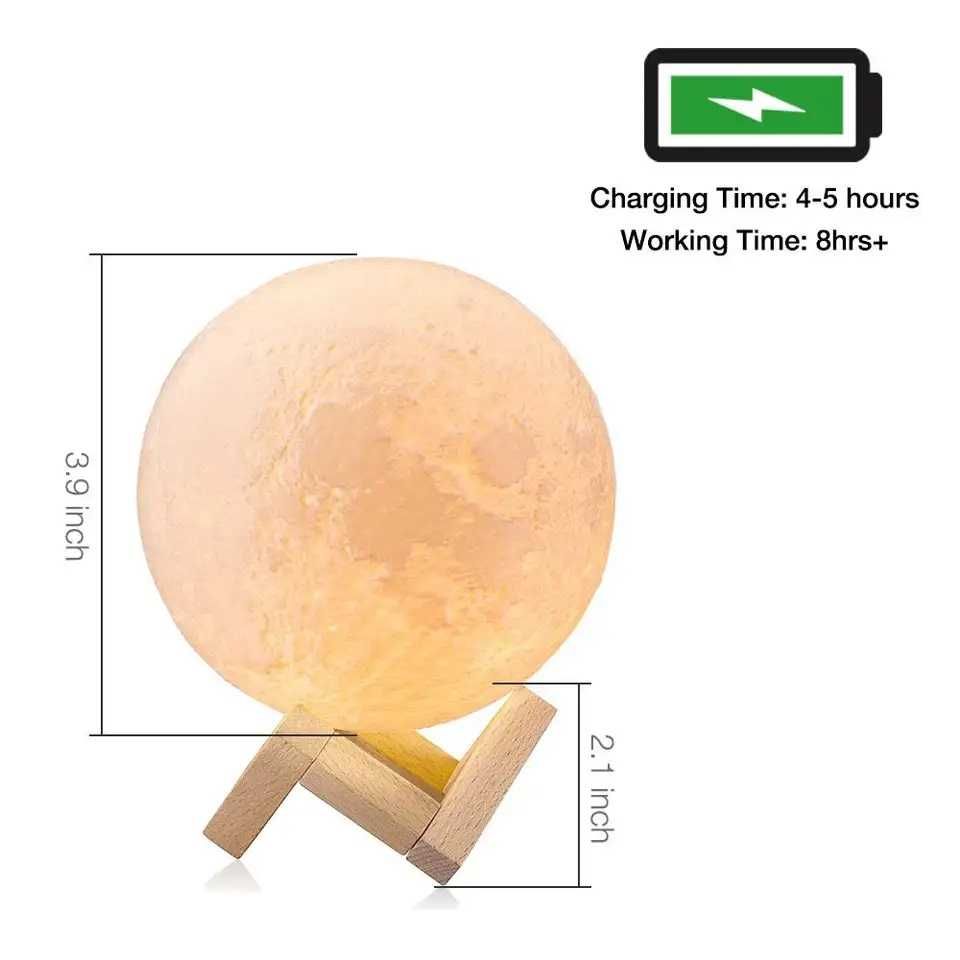 Нощна лампа с формата на луна – голяма, диаметър 10 см