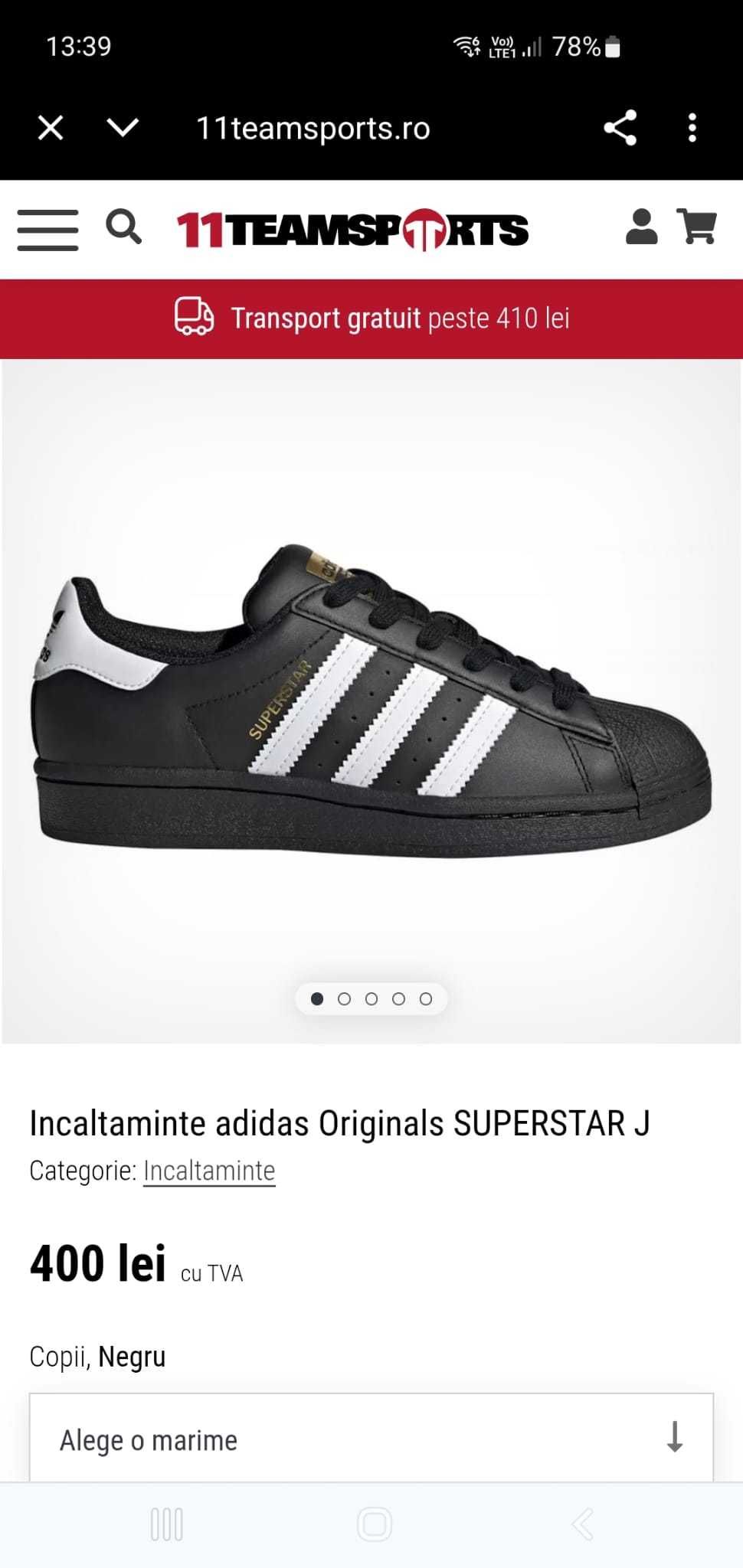 Adidas Superstar masura 36 2/3 originali noi in cutie