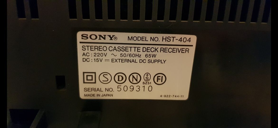SISTEM SONY Stereo casete deck reciver Sony HST 404
