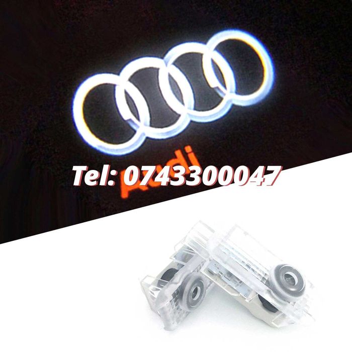 Set Lampi Led Holograme Proiectoare Logo Portiera Audi A3 A4 A5 A6 Q3