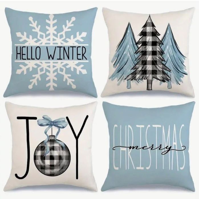 Комплекти от 4бр. коледни калъфки за декоративни възглавнички 45х45см.