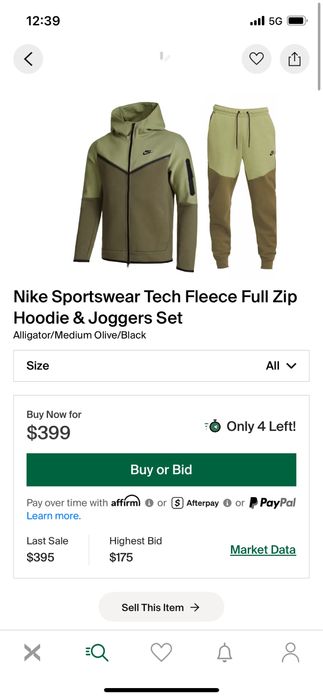 Nike tech fleece medium olive