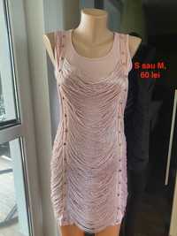 Rochie franjuri mulata XS S roz prafuit