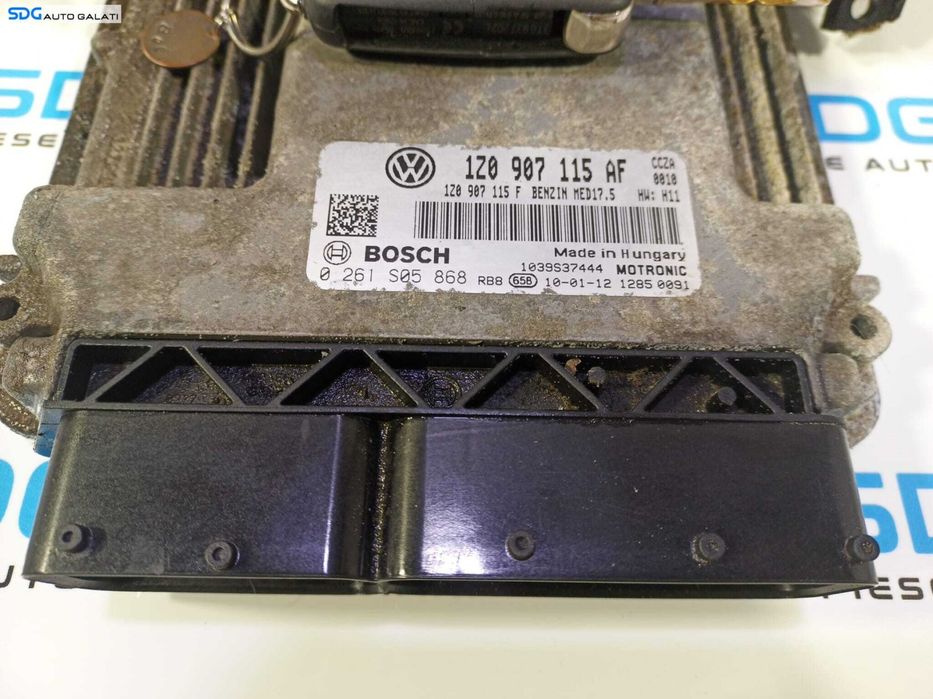 Kit Pornire ECU Calculator Motor Cip Cheie Imobilizator Ceas Ceasuri Cluster Instrumental Bord Skoda Octavia 2 FL Facelift 2.0 TSI TFSI 2008 - 2013 Cod 1Z0907115AF 1Z0907115F 0261S05868 [L1787]