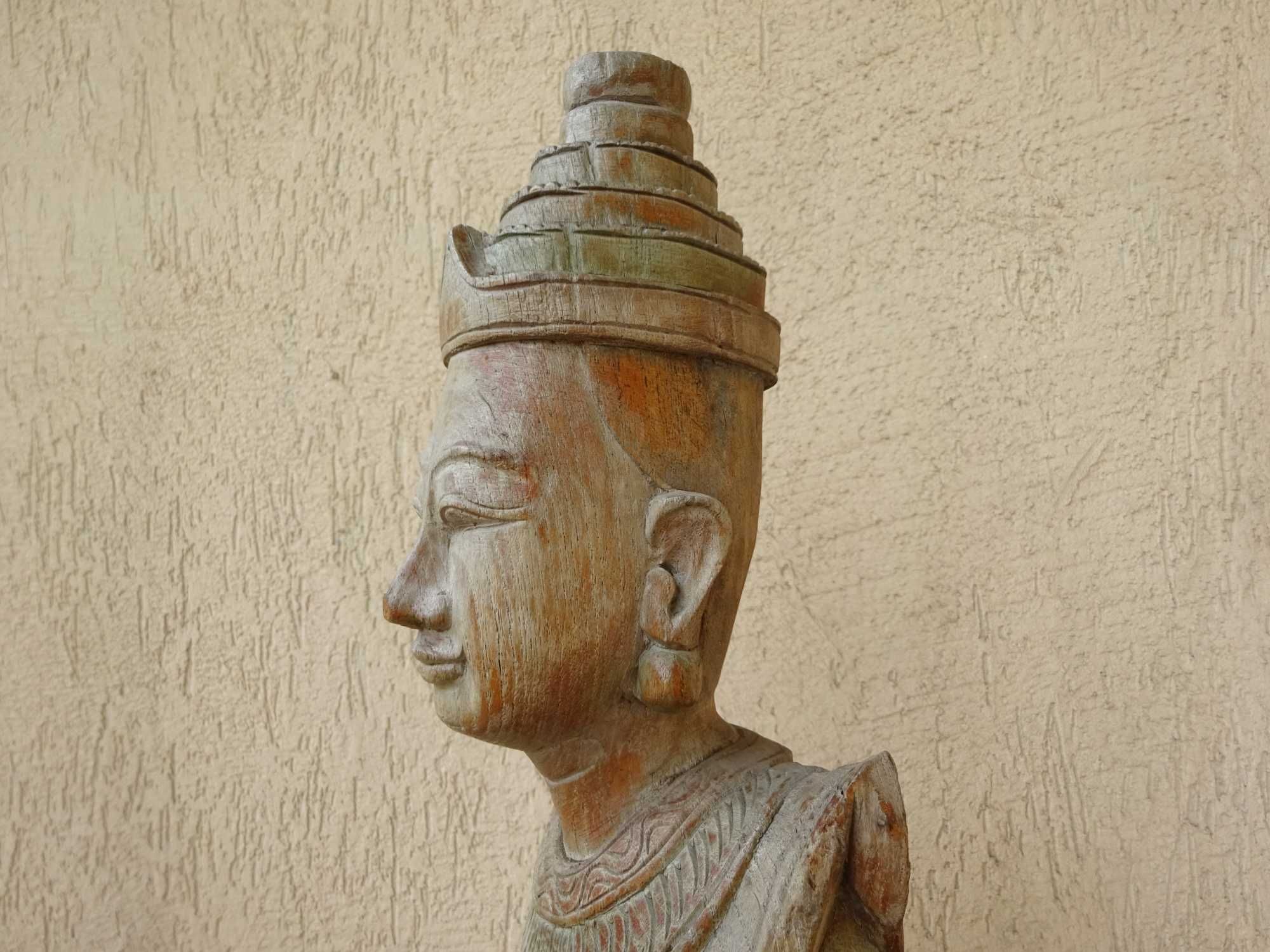 Statueta asiatica veche/ Inger de templu/ Lemn sculptat, Thailanda