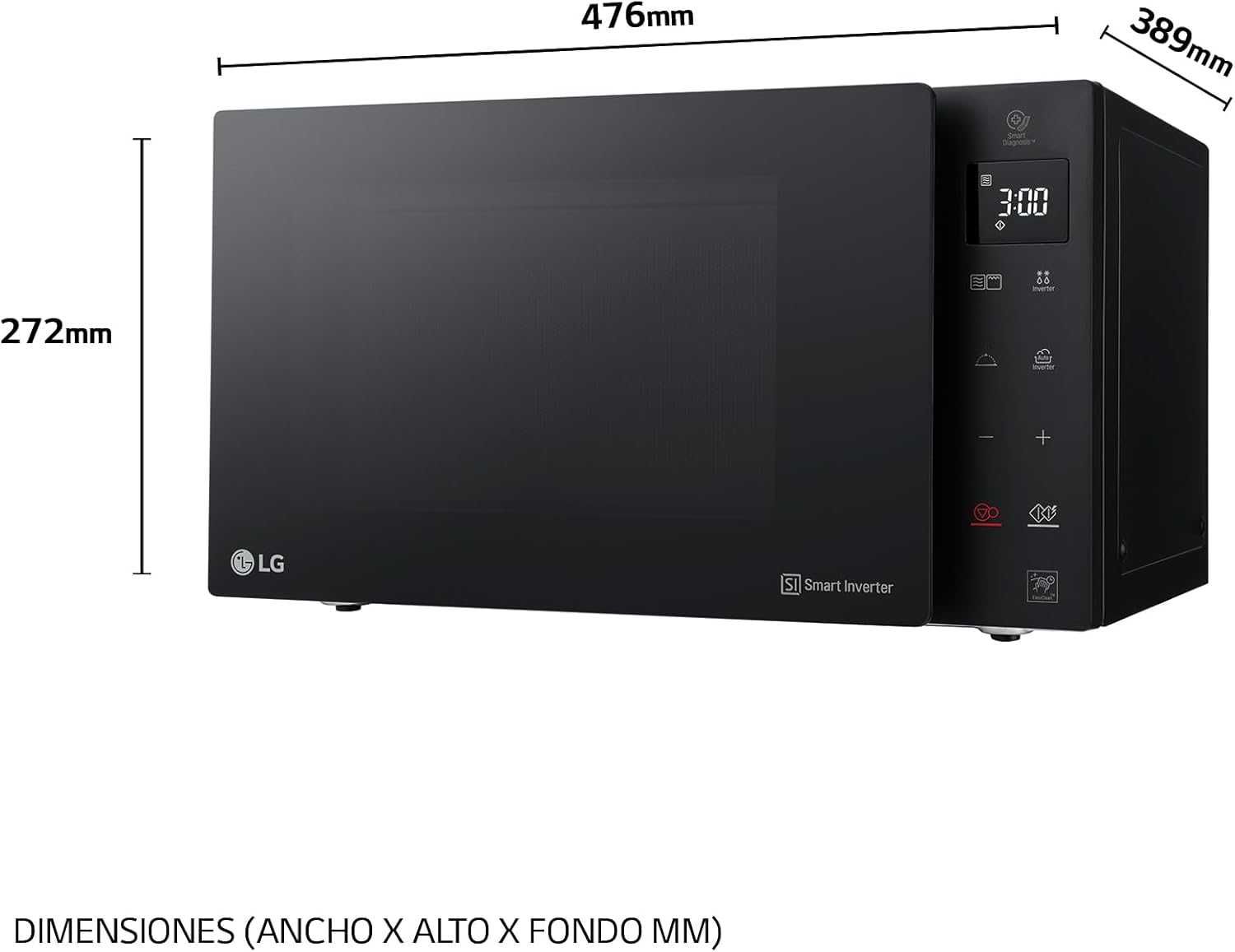 Инверторна микровълнова фурна LG Smart 25L (MH6535GDS) Черна