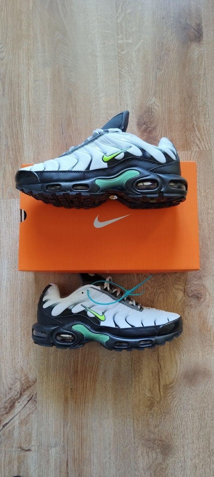 Nike air max plus black silver electric green