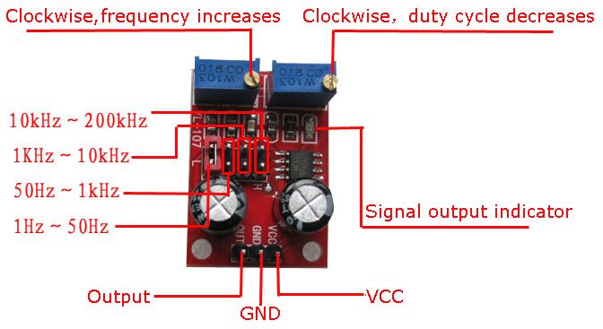 Generator 1Hz - 200KHz, square wave NE555 semnal frecventa