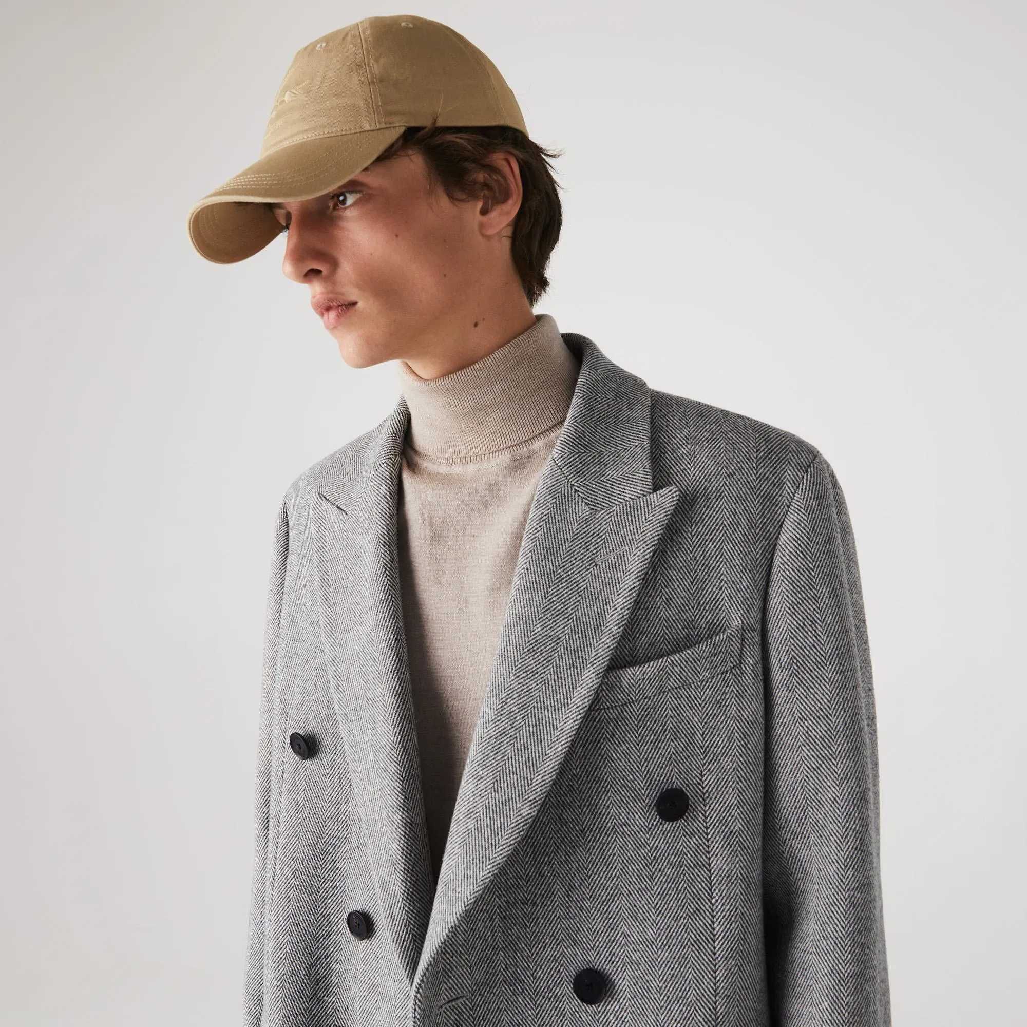 Lacoste, Palton lung din lână, Gri, M