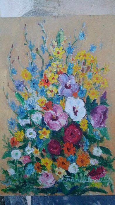 " Broderie florală ", Maria Frânculescu ( 1922-2010 ), u/c, 43/31 cm