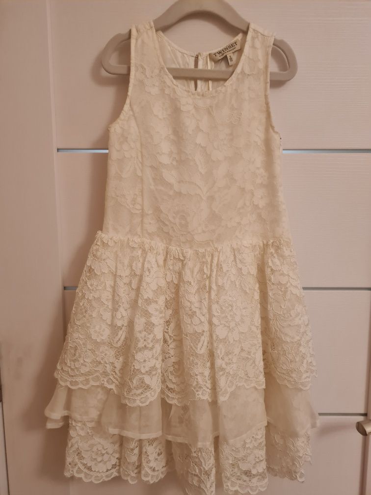 Официални детски рокли р-р 116  с дантела и коприна Twinset и Guess