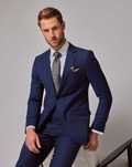 Sacou blazer slim 52 XL premium Club Of Gents lana super 110's albastr