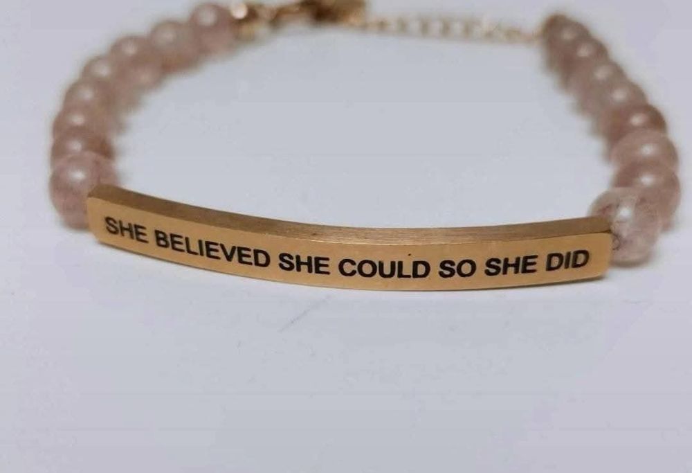 Bratara "Inspire Me Bracelets", placata cu aur roz de 14k si cuart roz