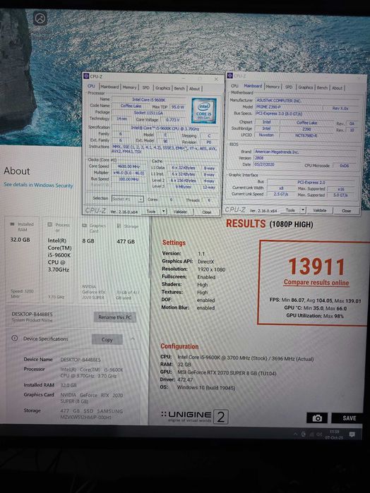 PC Gaming Intel i5-9600K, RTX 2070 Super, 32GB, SSD M.2 512GB