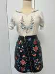 ie/bluza alba cu snur la gat broderie flori colorate, XS