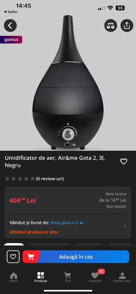 Umidificator de aer, Air&me Gota 2, 3l, Negru