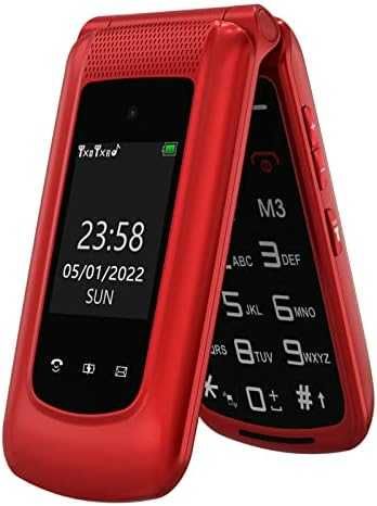 Нов флип Телефон за възрастни с големи бутони, 1000mAh, SOS, FM радио