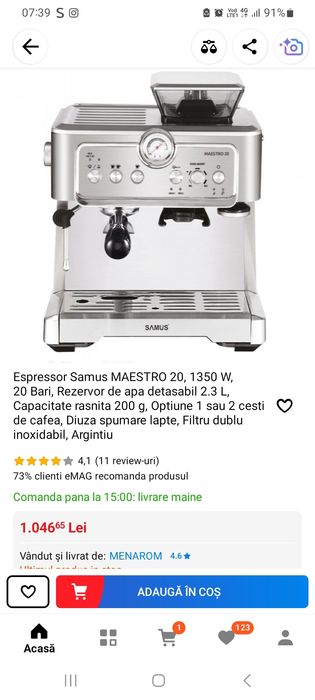 Vand Espressor Samus intense Prime 20