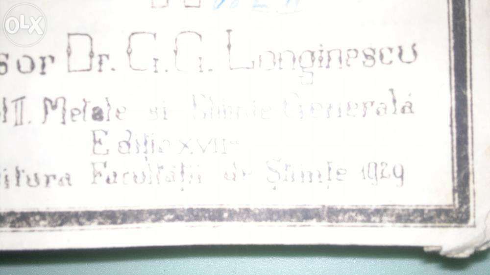 chimie anorganica curs litografiat al prof dr GG Longinescu editi 1929