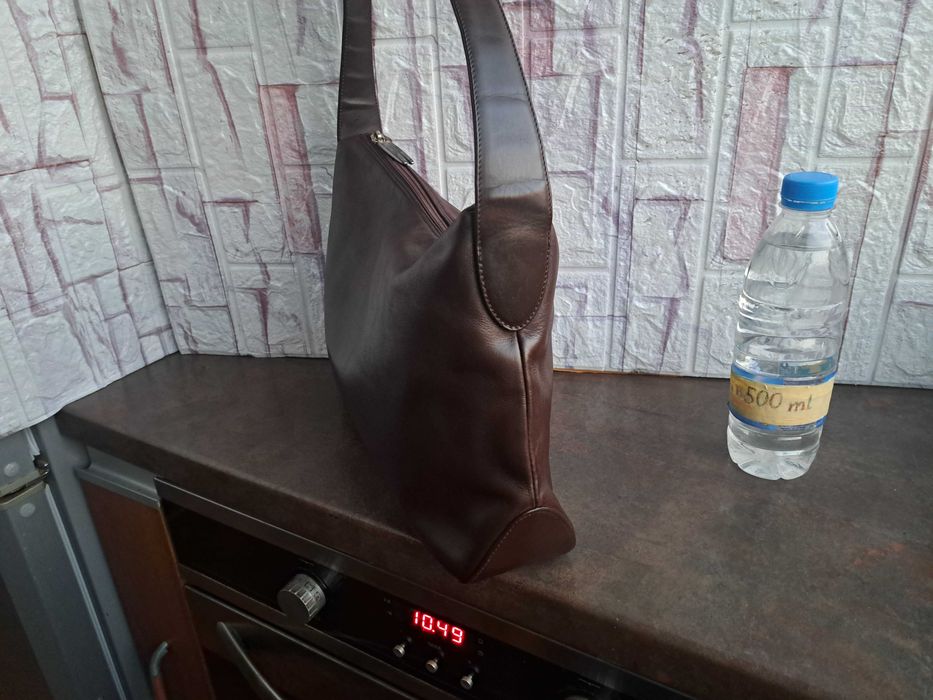 дамска чанта,BALLY,кафява кожена-естествена кожа