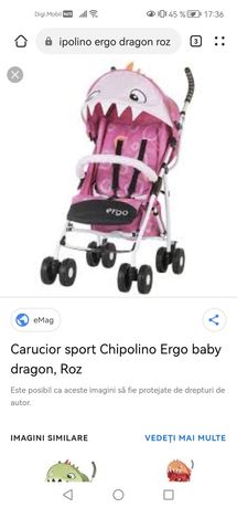 Carucior roz sport Chipolino Ergo Baby Dragon
