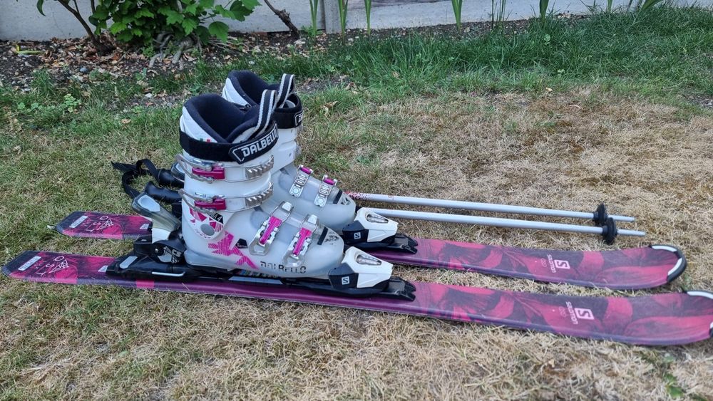 Детски ски Salomon 110см, обувки 21.5, щеки