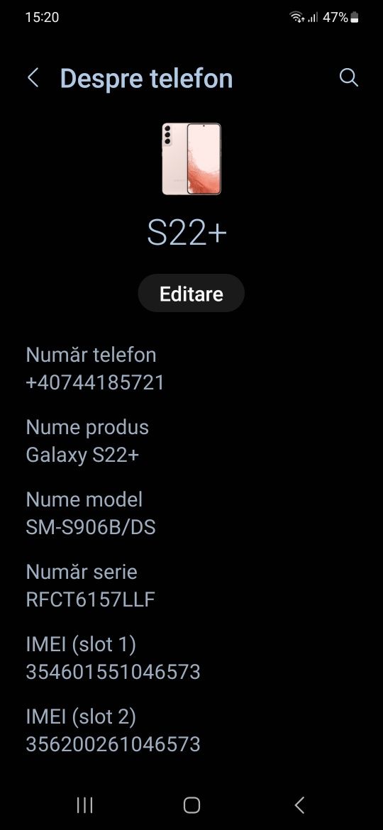 Samsung Galaxy S22 Plus Roz
128GB, 8GB RAM, 5G