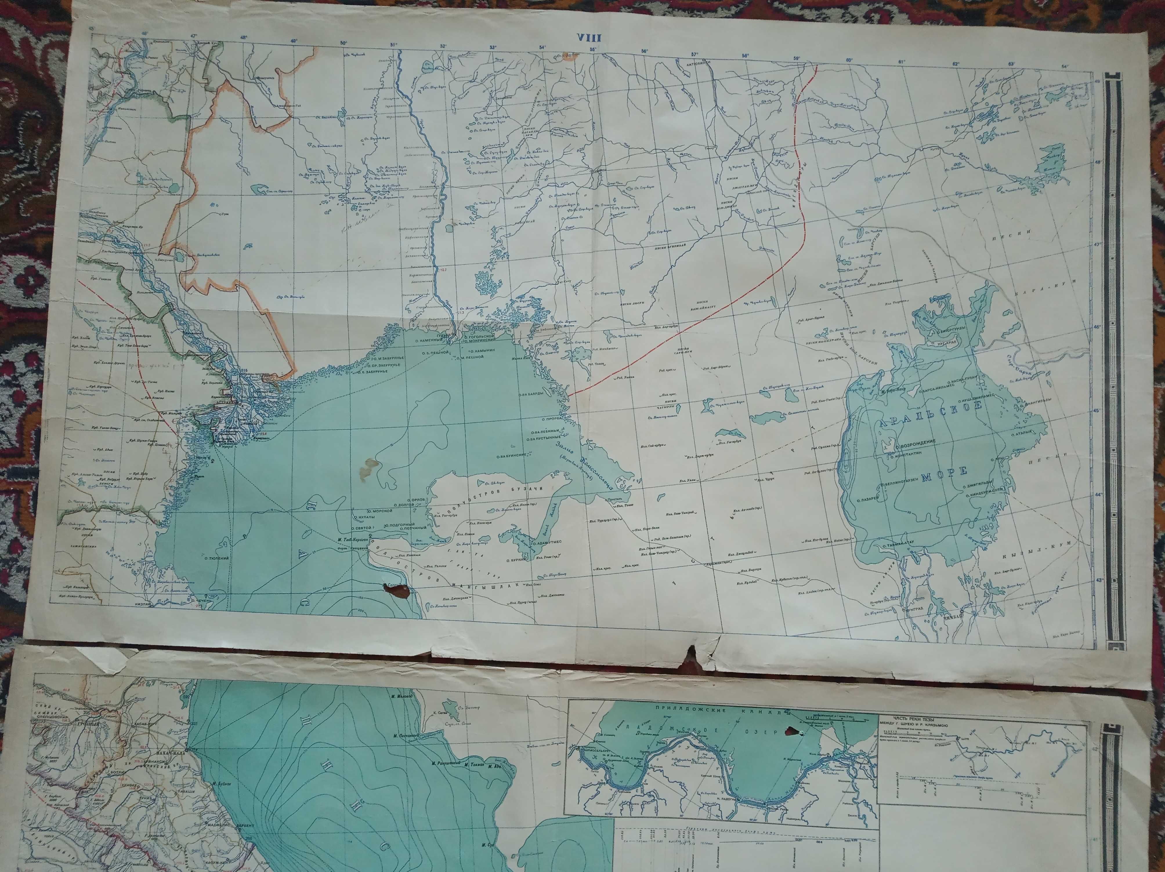 1929 г. Карта Каспий Арал Актау Атырау