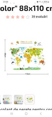 Harta lumii pentru copii - Autocolant