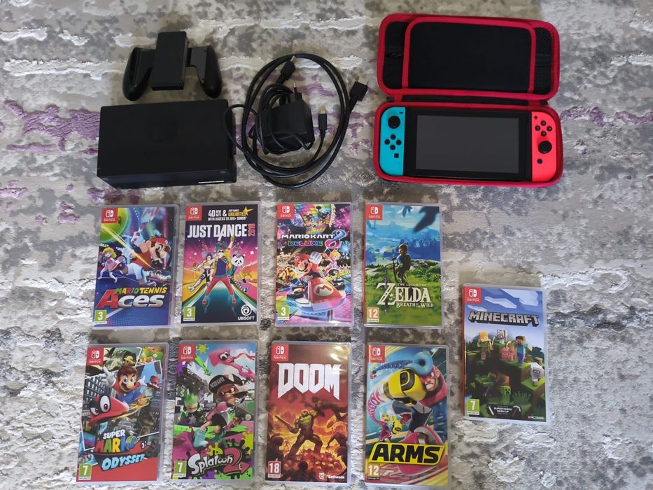 Nintendo switch cu 9 jocuri
