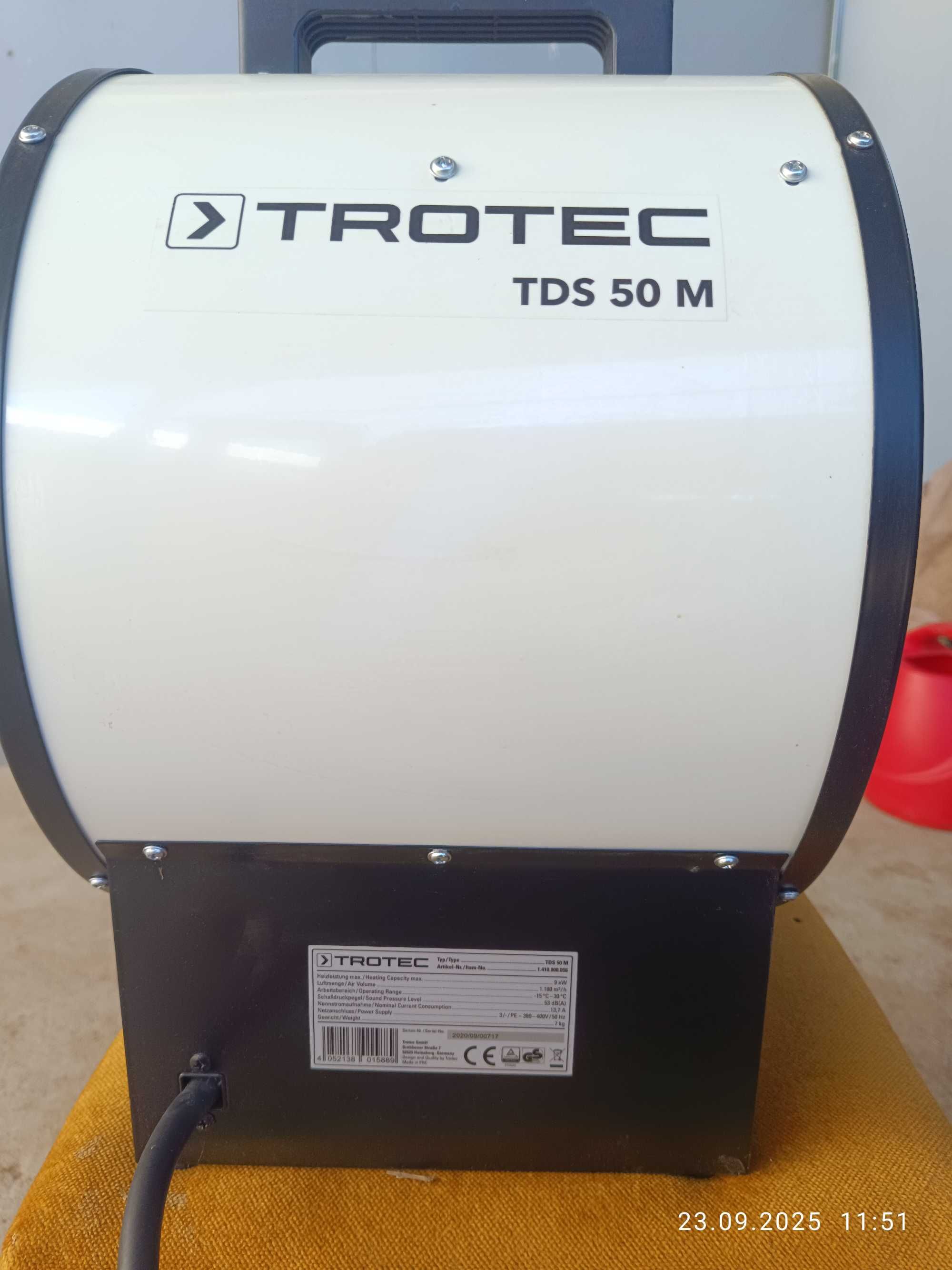 Електрически трифазен калорифер TROTEC TDS 50 M, 9 kW