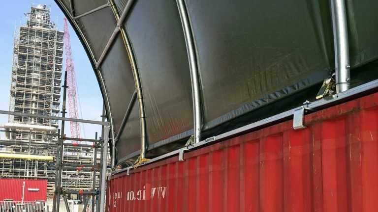 Cort Acoperis Container PVC 720g/m2 alb si IGNIFUG ab
