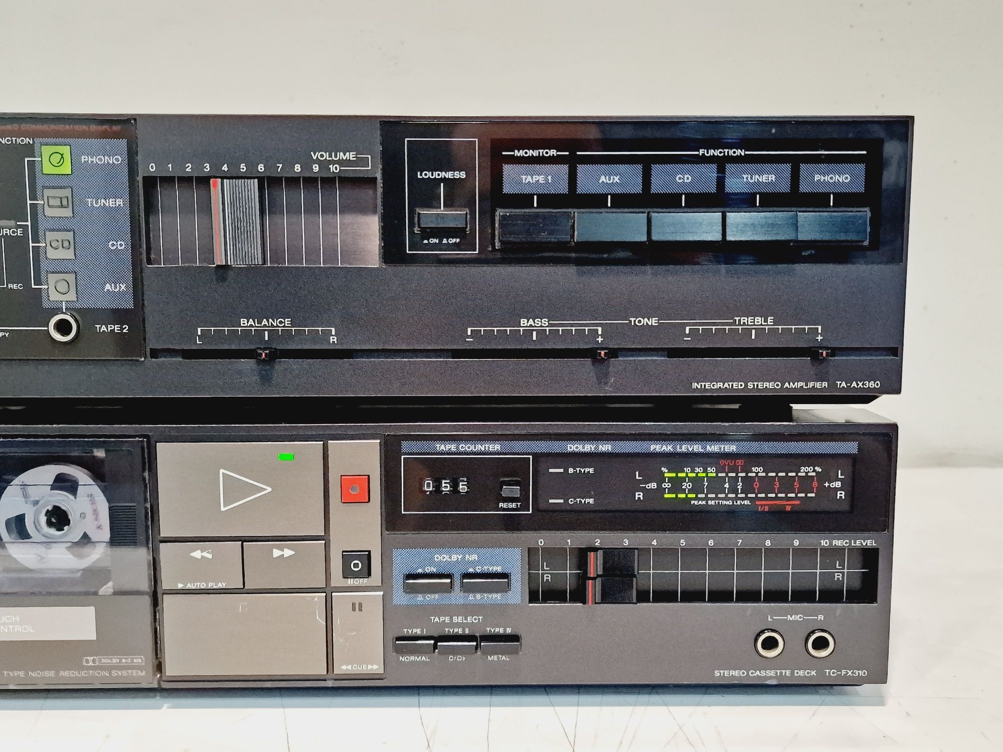 linie audio SONY, amplificator TA-AX360,deck TC-FX310, vintage japan