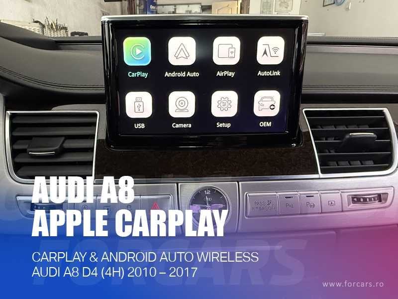 Apple CarPlay & Android Auto Wireless pentru Audi A8 (4H) 2010–2017