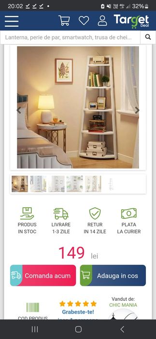 Biblioteca de colt, 5 rafturi, Alb, 106 cm