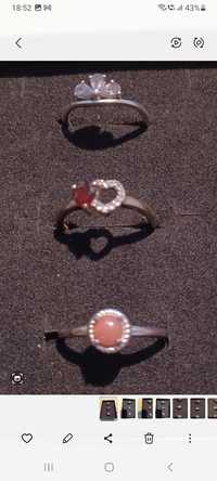 Vand 3 inele argint Dubai, mar. 6 si 7 , cu opal roz, granat , tanzani