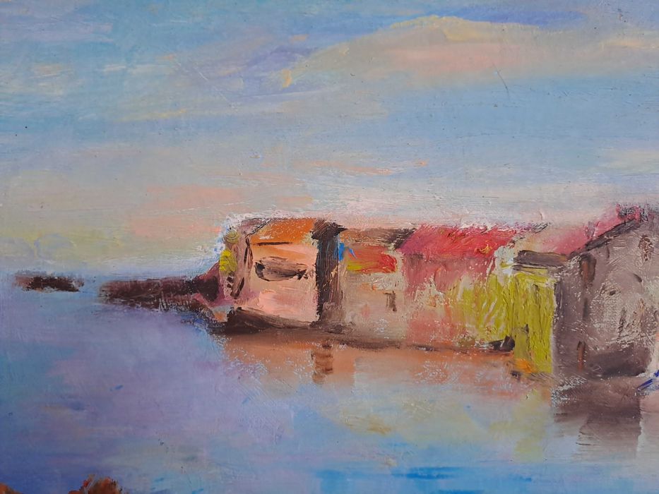 tablou vechi pictura pe panza 49/41 cm semnat Bartoli