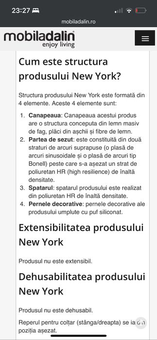 Colțar MOBILA DALIN model New York, impecabil