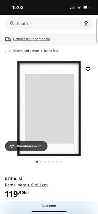 Rama foto ikea, 3 bucati/200 lei toate, negru