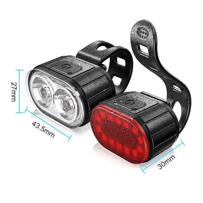Комплект акумулаторни, водоустойчиви LED светлини за велосипед USB-078