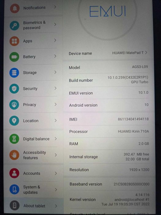 Huawei MatePad T10s, ecran 10.1", 4G
